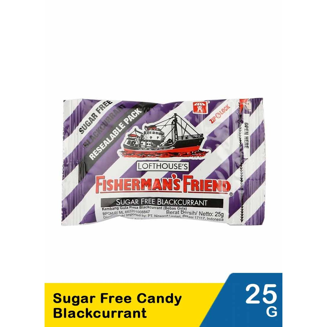 Fishermans 25G Candy Sugar Free Blackcurrant