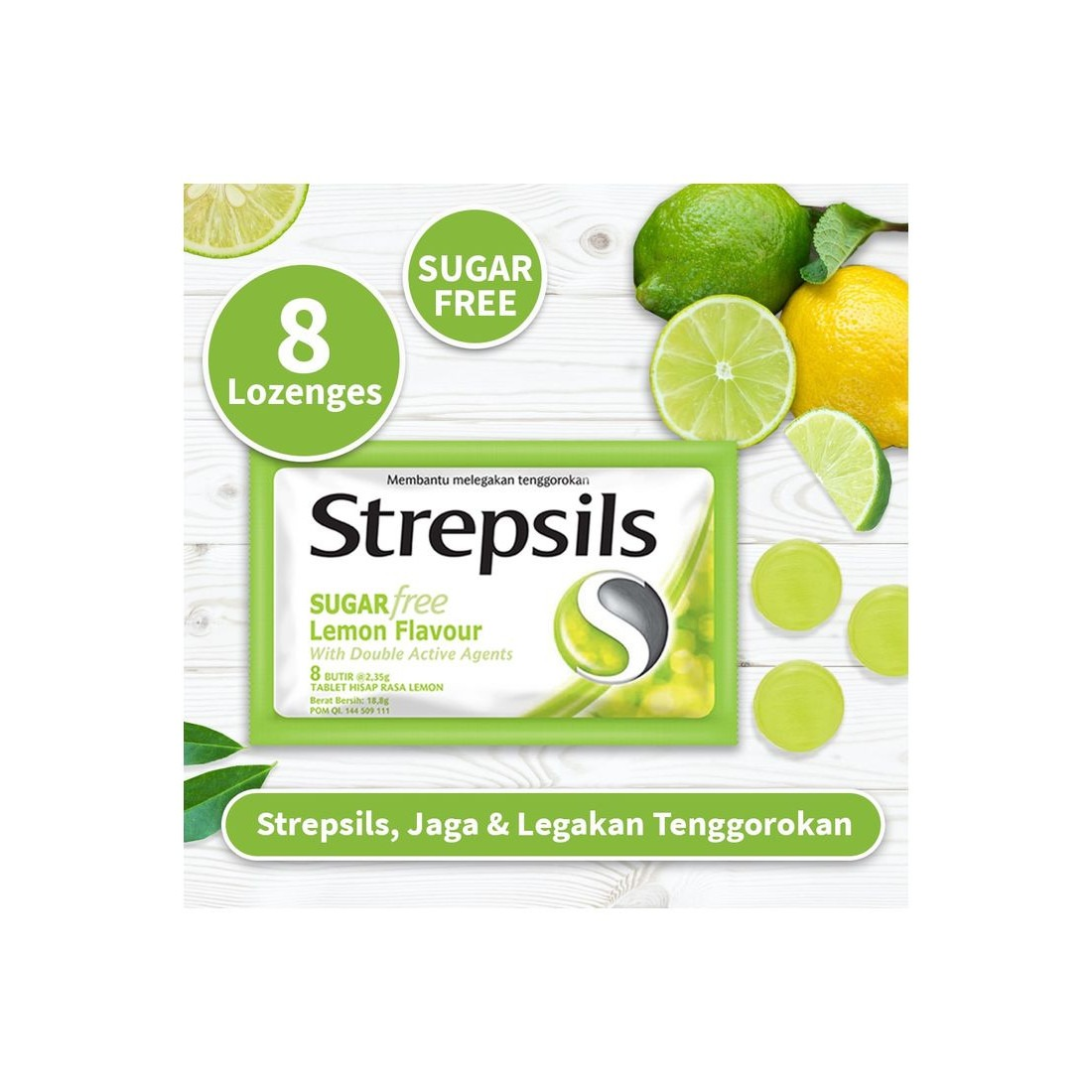 Strepsils Sugar Free Candy 8'S Lemon & Herb