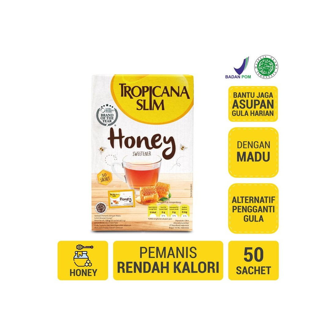 Tropicana 50X2.5g Slim Sweetener Honey